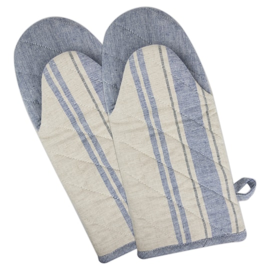 DII® Nautical Blue French Stripe Oven Mitt Set, 2ct.